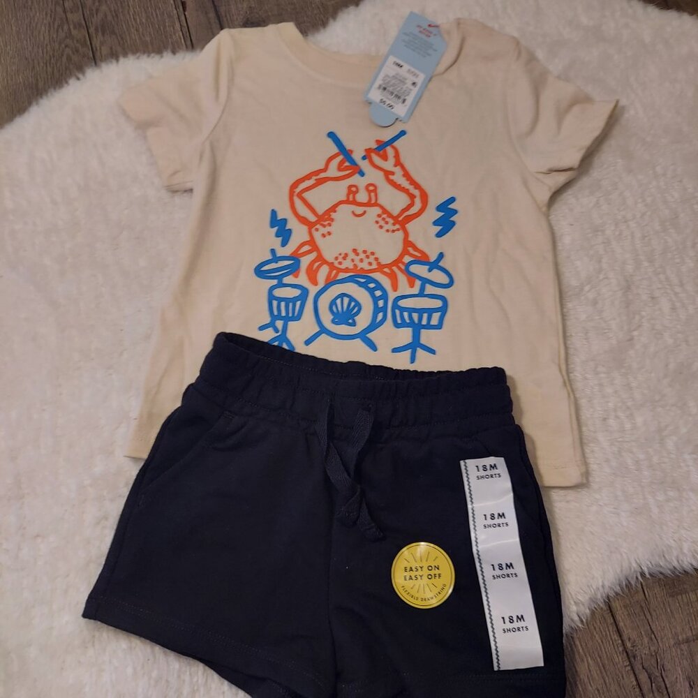 NWT Cat & Jack "Crab Drummer" Outfit Set - Size 18M - Picture 2 of 10